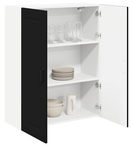VidaXL Fali konyhaszekrény polcokkal Fekete 80 x 31 x 100 cm Faanyag