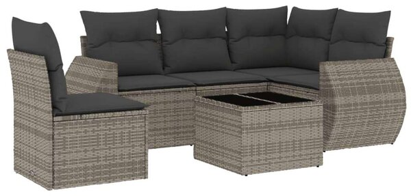 VidaXL 6 részes szürke polyrattan kerti ülőgarnitúra párnákkal