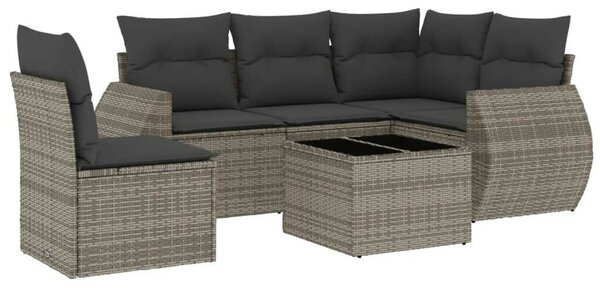 VidaXL 6 részes szürke polyrattan kerti ülőgarnitúra párnákkal