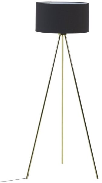 Fekete szövet állólámpa Kave Home Ikia arany talppal 157 cm