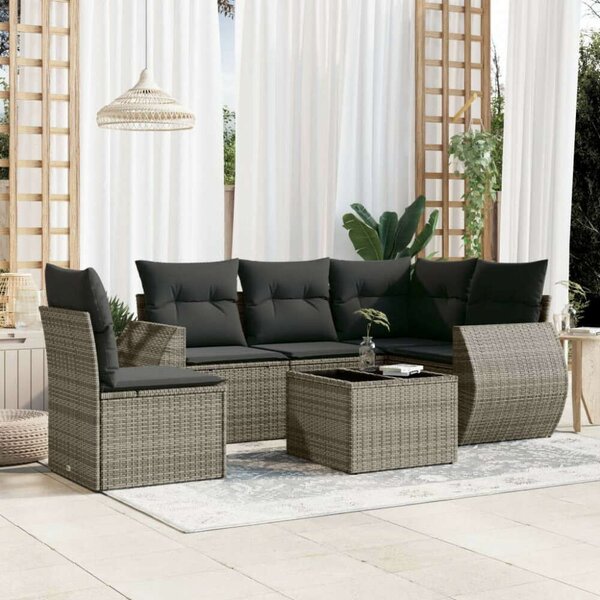 VidaXL 6 részes szürke polyrattan kerti ülőgarnitúra párnákkal
