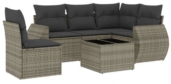 VidaXL 6 részes szürke polyrattan kerti ülőgarnitúra párnákkal