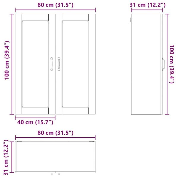 VidaXL Mosogatógép panel Kalmar Barna Tölgy 80 x 31 x 100 cm Faanyag