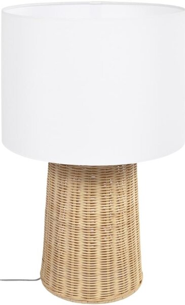 Rattan asztali lámpa Kave Home Kimjit 51 cm szövetbúrával
