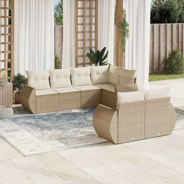 VidaXL Polyrattan Kerti Ülőgarnitúra - 7 részes - Bézs