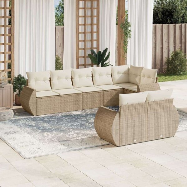 VidaXL Polyrattan Kerti Ülőgarnitúra - Bézs - 8 részes