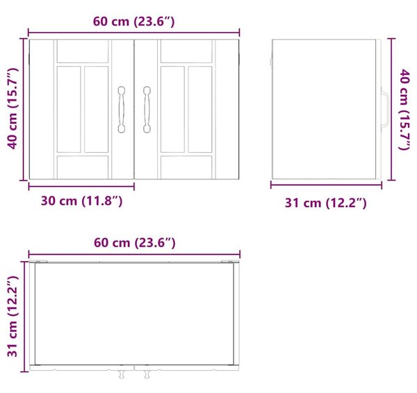 VidaXL Konyhaszekrény 2 pcs Fekete 60 x 31 x 40 cm Faanyag