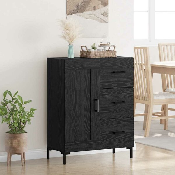 VidaXL Széf fiókkal Musta tammi 69.5 x 34 x 90 cm Faanyag