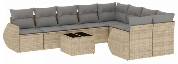 VidaXL Polyrattan Kerti Ülőgarnitúra - 10 részes - Bézs