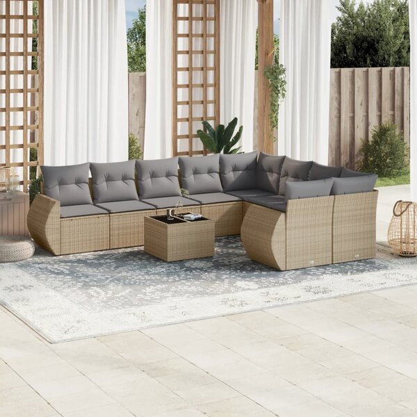 VidaXL Polyrattan Kerti Ülőgarnitúra - 10 részes - Bézs