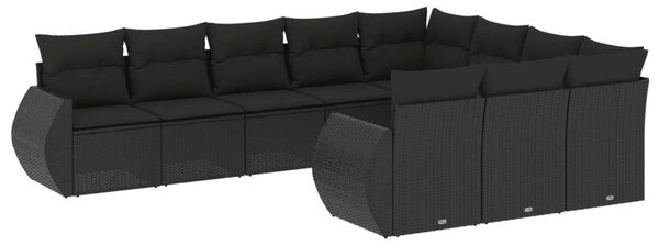 VidaXL Polyrattan Kerti Ülőgarnitúra - 10 részes - Fekete