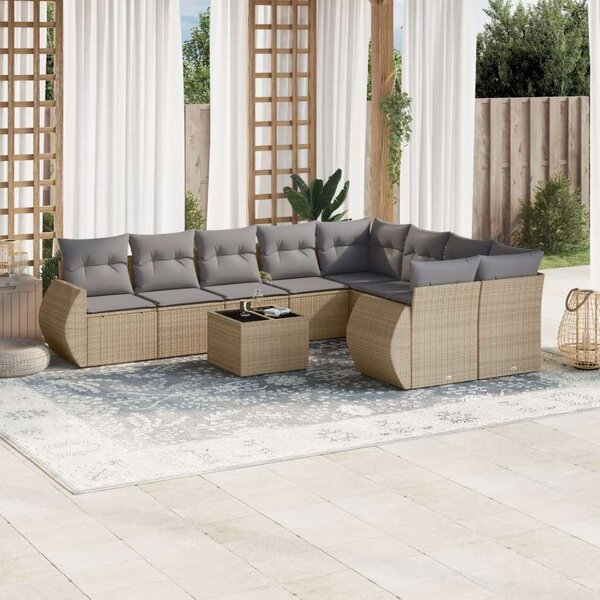 VidaXL Polyrattan Kerti Ülőgarnitúra - 10 részes - Bézs