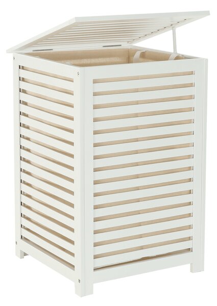 Szennyestartó kosár, lakkozott, banbusz/féher/bézs, BASKET