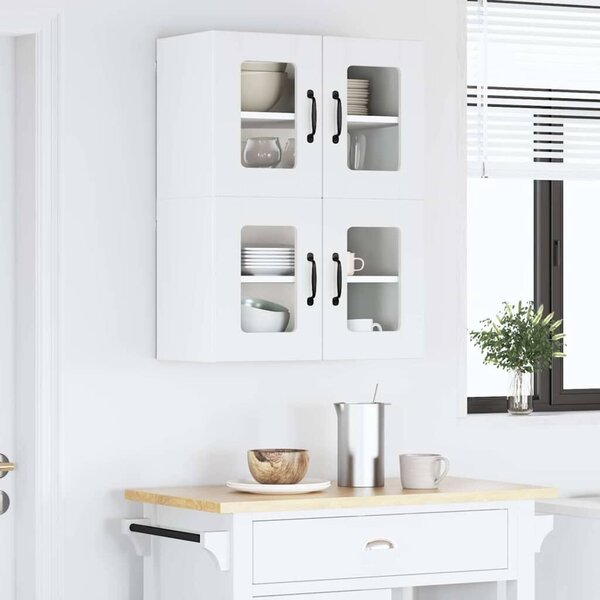 VidaXL Fali üveges szekrény LUCCA 2 pcs Fehér 60 x 31 x 40 cm