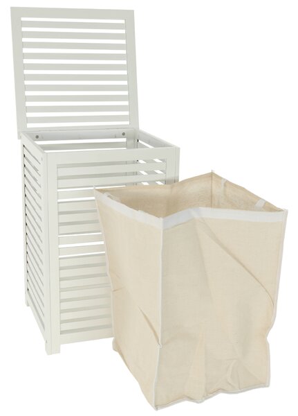 Szennyestartó kosár, lakkozott, banbusz/féher/bézs, BASKET