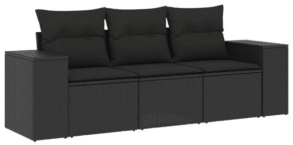 VidaXL 3 részes Kerti Ülőgarnitúra - Fekete Polyrattan