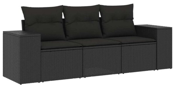 VidaXL 3 részes Kerti Ülőgarnitúra - Fekete Polyrattan