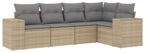VidaXL - Polyrattan Kerti Ülőgarnitúra - 5 részes - Bézs