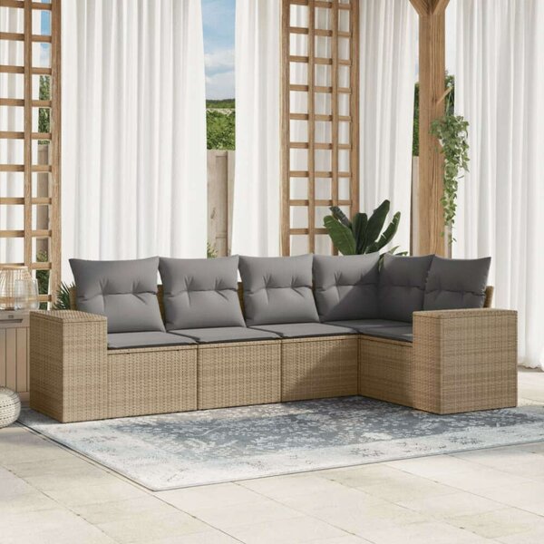 VidaXL - Polyrattan Kerti Ülőgarnitúra - 5 részes - Bézs