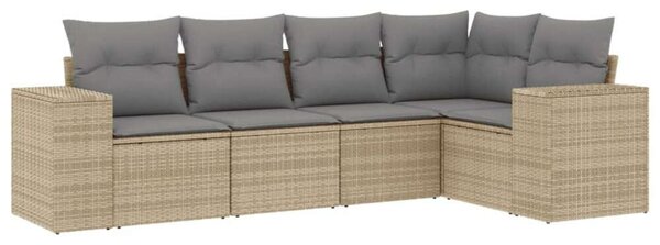 VidaXL - Polyrattan Kerti Ülőgarnitúra - 5 részes - Bézs