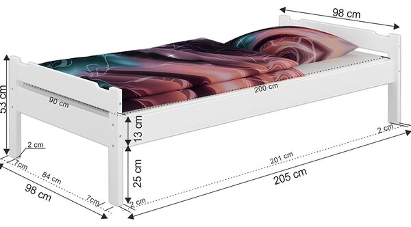 Ágy, fehér, 90x200, LIVIO