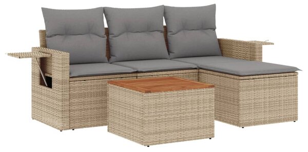 VidaXL Polyrattan Kerti Ülőgarnitúra - 5 részes