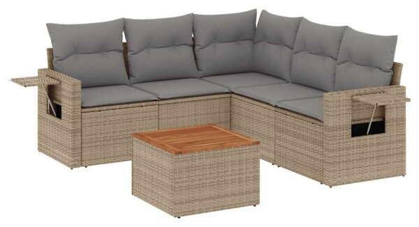 VidaXL Polyrattan Kerti Ülőgarnitúra - 6 részes, Bézs