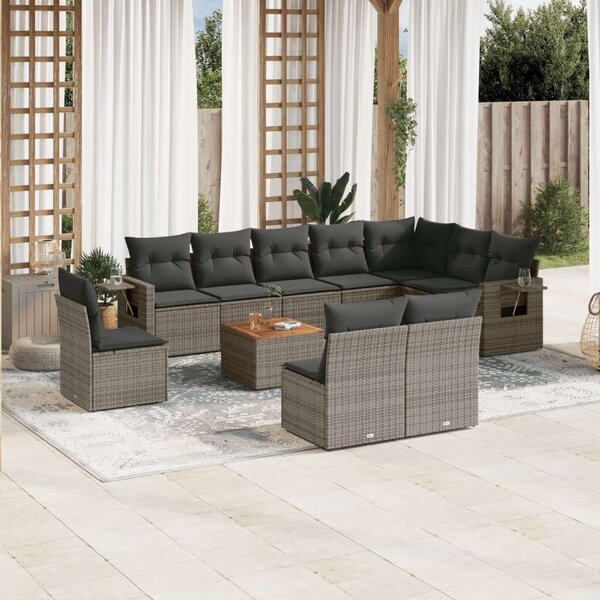 VidaXL Polyrattan Kerti Ülőgarnitúra - 11 részes - Szürke