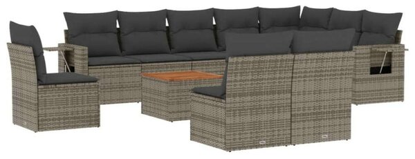 VidaXL Polyrattan Kerti Ülőgarnitúra - 11 részes - Szürke
