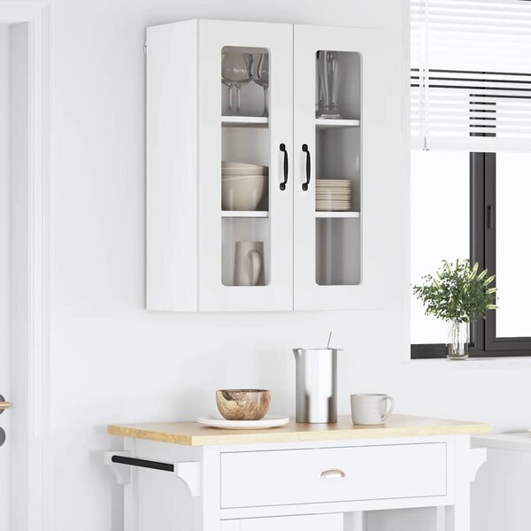 VidaXL Fali üveges szekrény LUCCA Magasfényű Fehér 60 x 31 x 80 cm