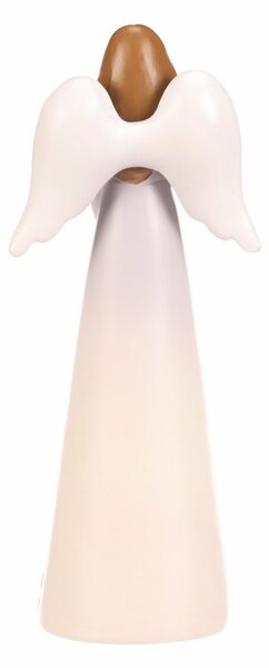 Dekoráció virágos angyal figura, világos lila , 9x 6 x 21 cm, polirezin