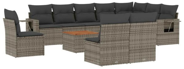 VidaXL Polyrattan Kerti Ülőgarnitúra - 11 részes - Szürke