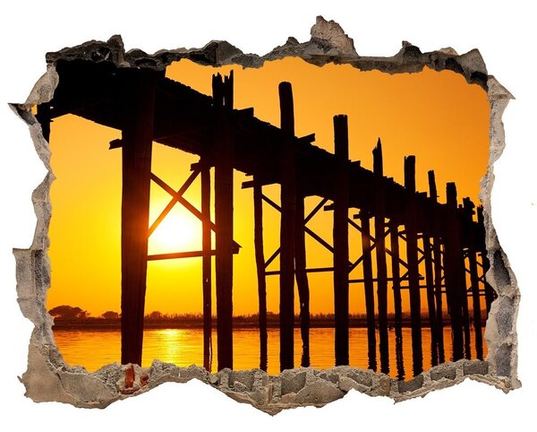 3d lyuk fal dekoráció Bridge naplemente