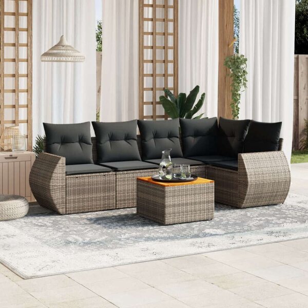 VidaXL Polyrattan Kerti Ülőgarnitúra - 6 részes - Szürke