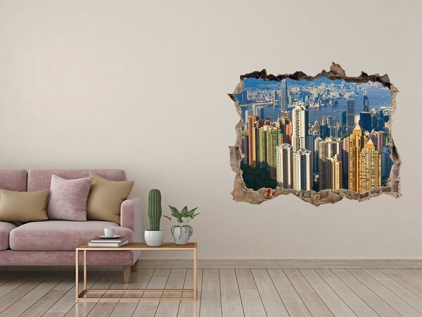 3d lyuk fal dekoráció Hong kong panoráma