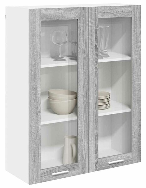 VidaXL Függő szekrény tárolóval Szürke Sonoma 80 x 31 x 100 cm Faanyag