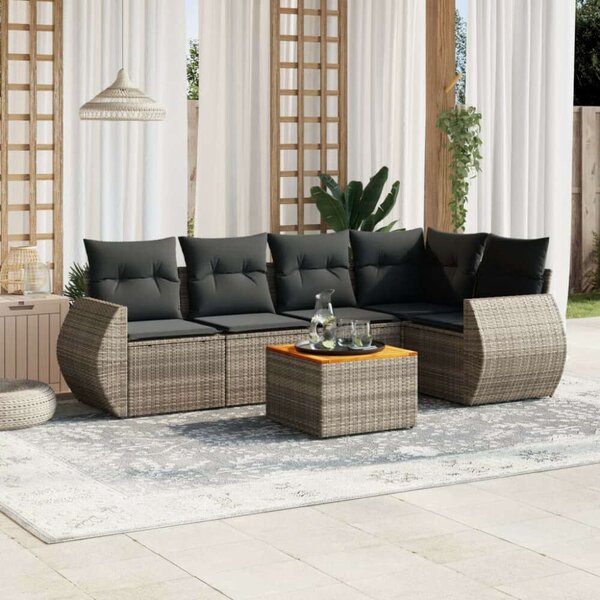 VidaXL Polyrattan Kerti Ülőgarnitúra - 6 részes - Szürke