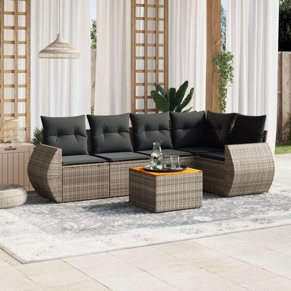 VidaXL Polyrattan Kerti Ülőgarnitúra - 6 részes - Szürke