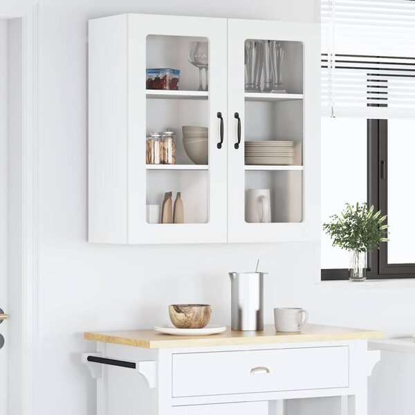 VidaXL Fali üveges szekrény LUCCA Fehér 80 x 31 x 80 cm Szerelt Fa
