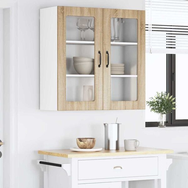 VidaXL Fali üveges szekrény LUCCA Sonoma Tölgy 80 x 31 x 80 cm