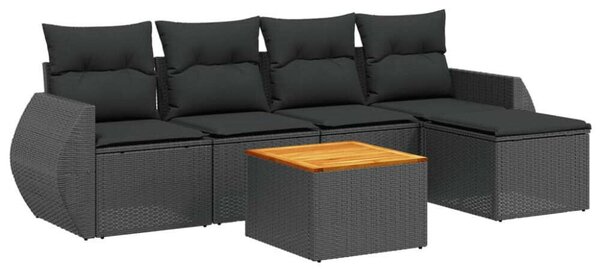 VidaXL Polyrattan Kerti Ülőgarnitúra - 6 részes - Fekete