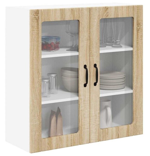 VidaXL Fali üveges szekrény LUCCA Sonoma Tölgy 80 x 31 x 80 cm