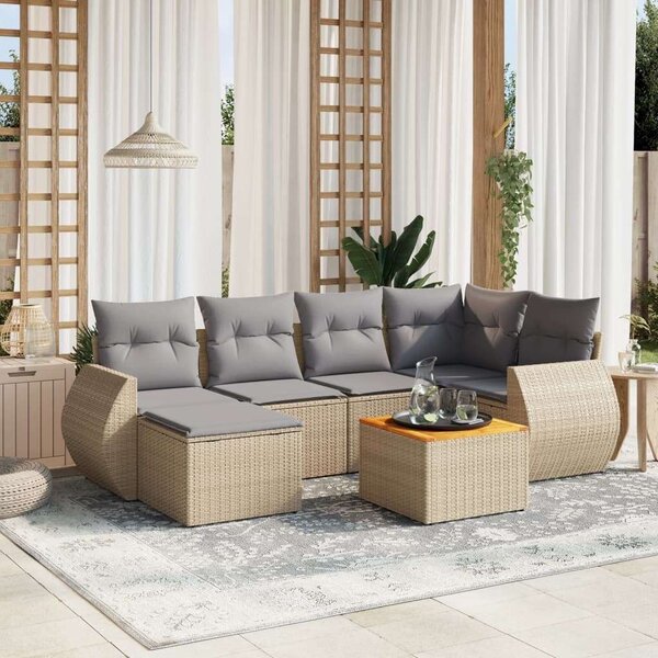 VidaXL Polyrattan Kerti Ülőgarnitúra - 7 részes - Bézs