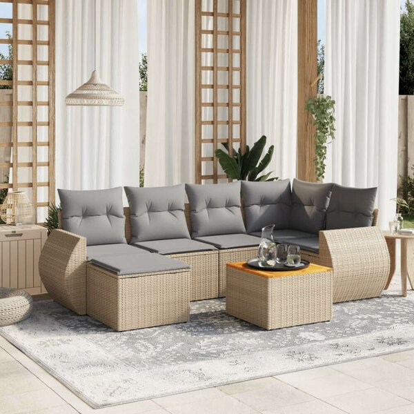 VidaXL Polyrattan Kerti Ülőgarnitúra - 7 részes - Bézs