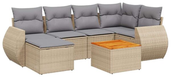 VidaXL Polyrattan Kerti Ülőgarnitúra - 7 részes - Bézs