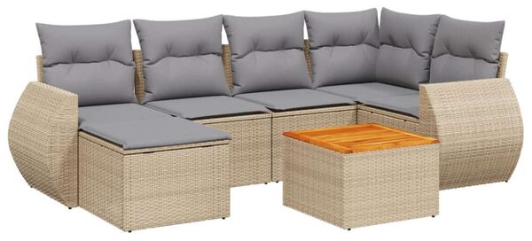 VidaXL Polyrattan Kerti Ülőgarnitúra - 7 részes - Bézs