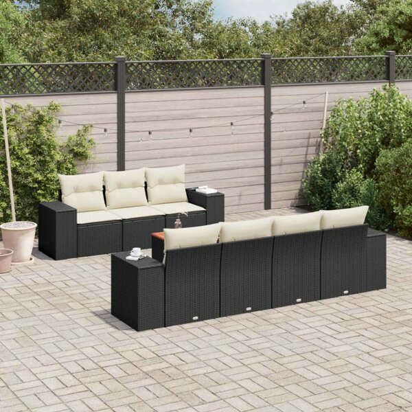 VidaXL Polyrattan Kerti Ülőgarnitúra - 8 részes - Fekete