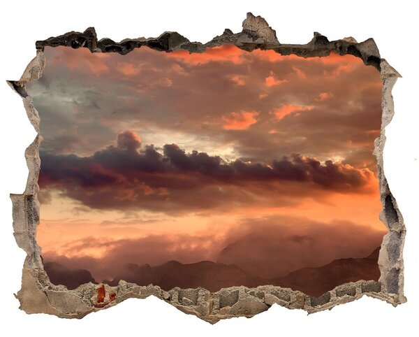 3d lyuk fal dekoráció Sunset hegy