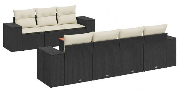VidaXL Polyrattan Kerti Ülőgarnitúra - 8 részes - Fekete