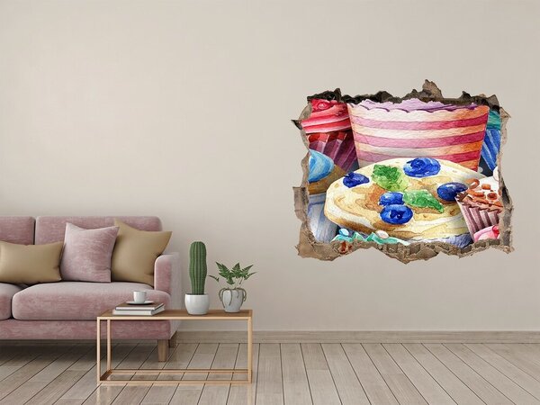3d lyuk fal dekoráció Színes muffin